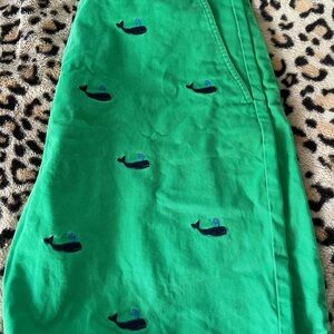 Polo Ralph Lauren Chino Shorts Green Navy Whale Embroidery Size 33 Flat Front